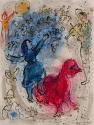 Dipinto: La cavallerizza blu e il gallo rosso